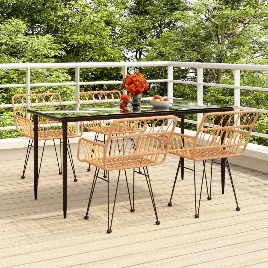 Set da Pranzo da Giardino 5 pz | Set Salotto da Giardino in Polyrattan