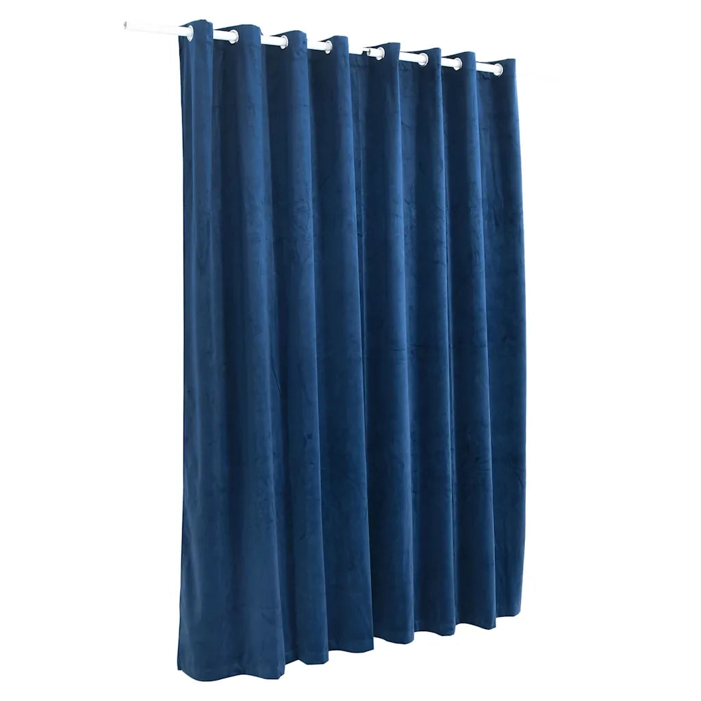 Tenda Oscurante Anelli in Metallo Velluto Blu Scuro 290x245 cm 134531