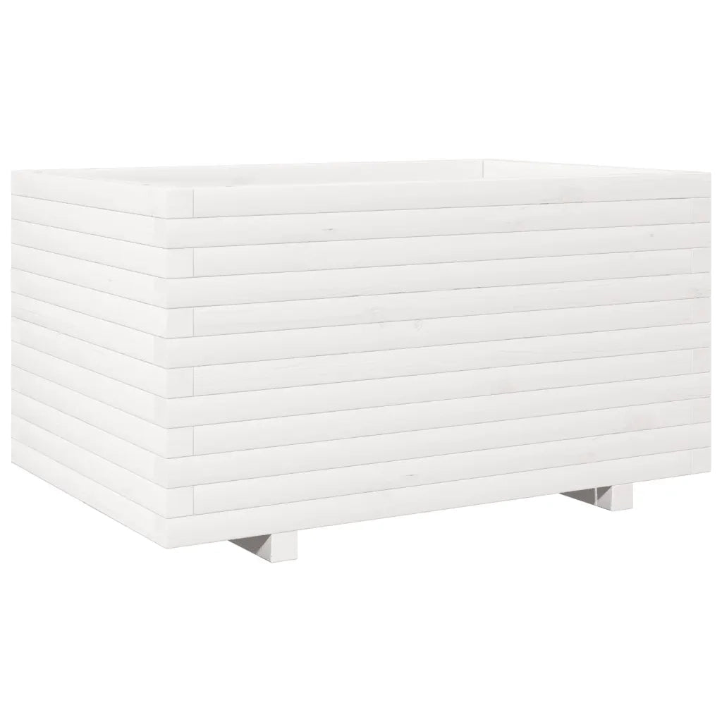 Fioriera | Cassetta per fiori | Vaso da Giardino Bianca 90x60x49,5cm Legno Massello di Pino