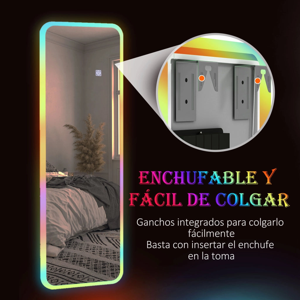 Specchio a Pieno Corpo con Luci LED ¨C Zephmum ¨C 120x40 cm Colori RGB