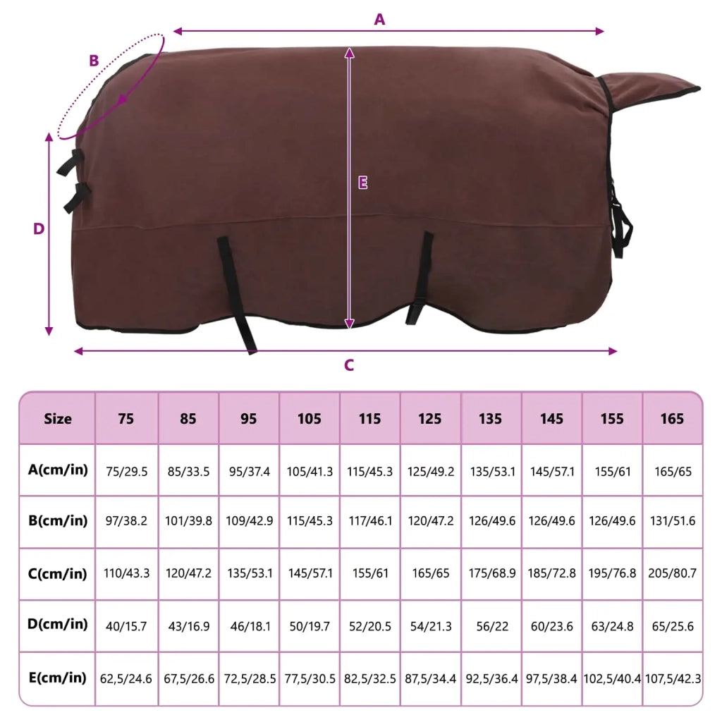 Coperta per Cavalli Marrone Scuro Completo 155 cm Poliestere CFW8542303