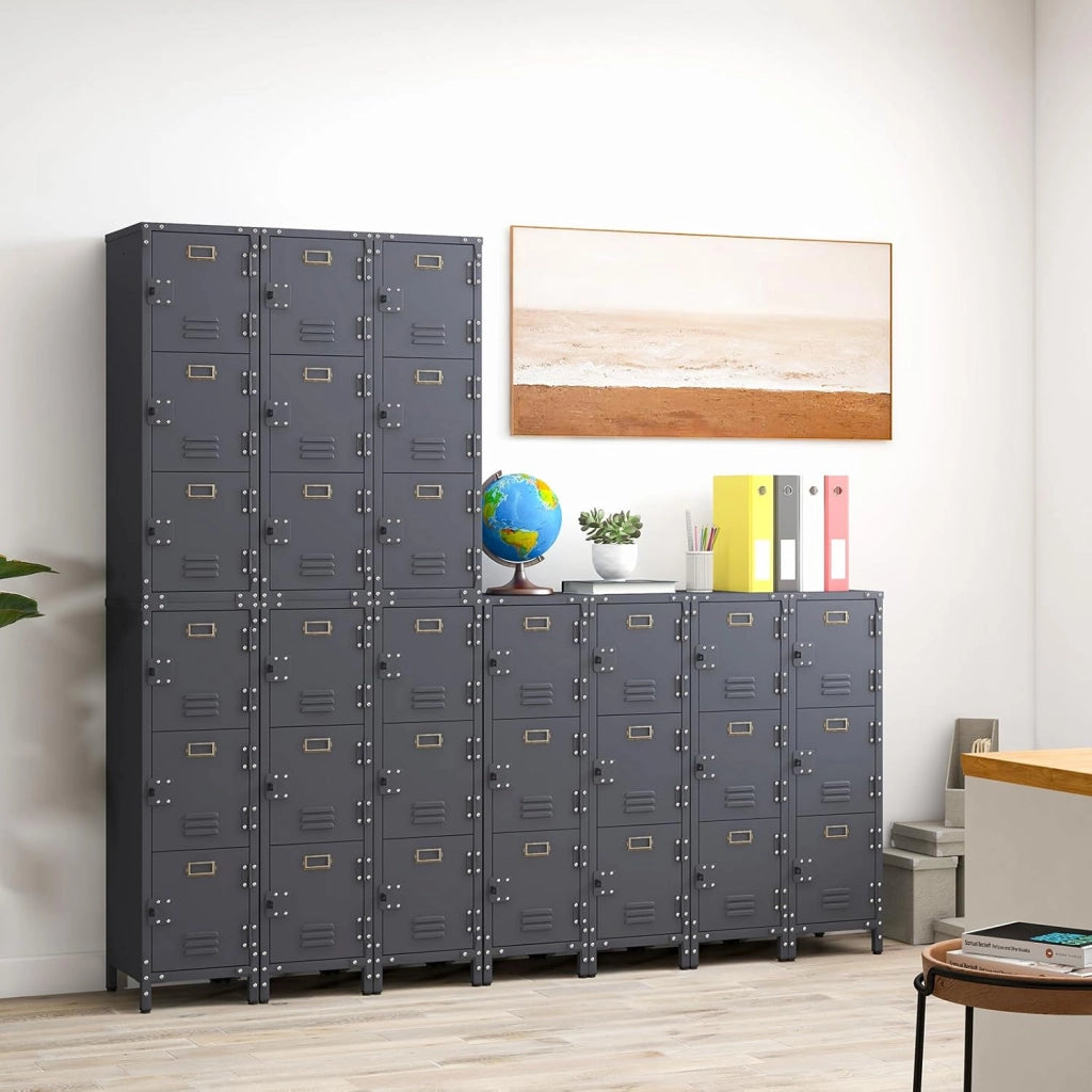 Armadio Guardaroba con Porta Chiavistello, Armadio Portaoggetti in Metallo con kit Anti-ribaltamento, 3 Ripiani Fissi, Armadio per Armadietti, Ufficio, Scuola, 30 x 35 x 100 cm