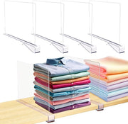 Organizzatori per cassetti 4 in 1, divisori in plexiglass, divisori per librerie, armadi, armadi cucina, armadi bagno (4 pezzi trasparenti)