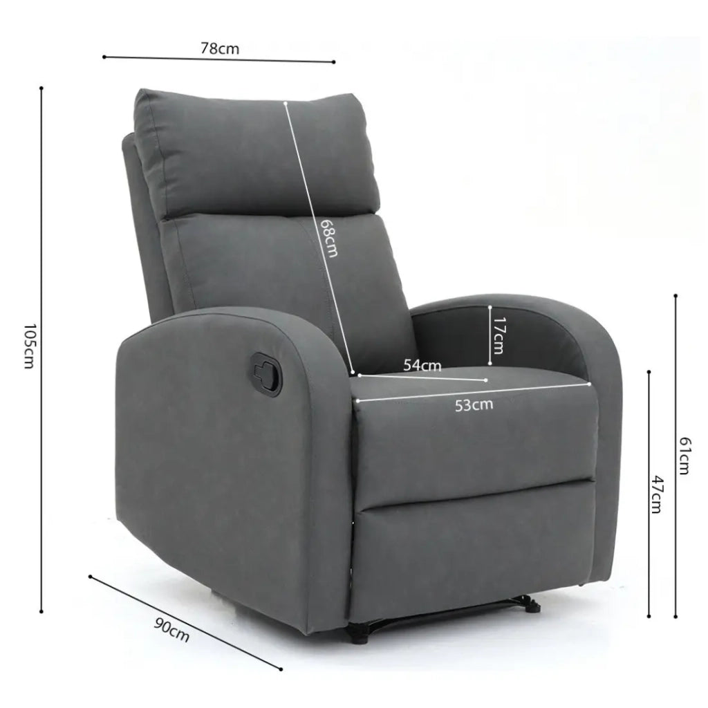 Poltrona relax ERA reclinabile manualmente in materiale PU di colore nero, una poltrona eccezionale.