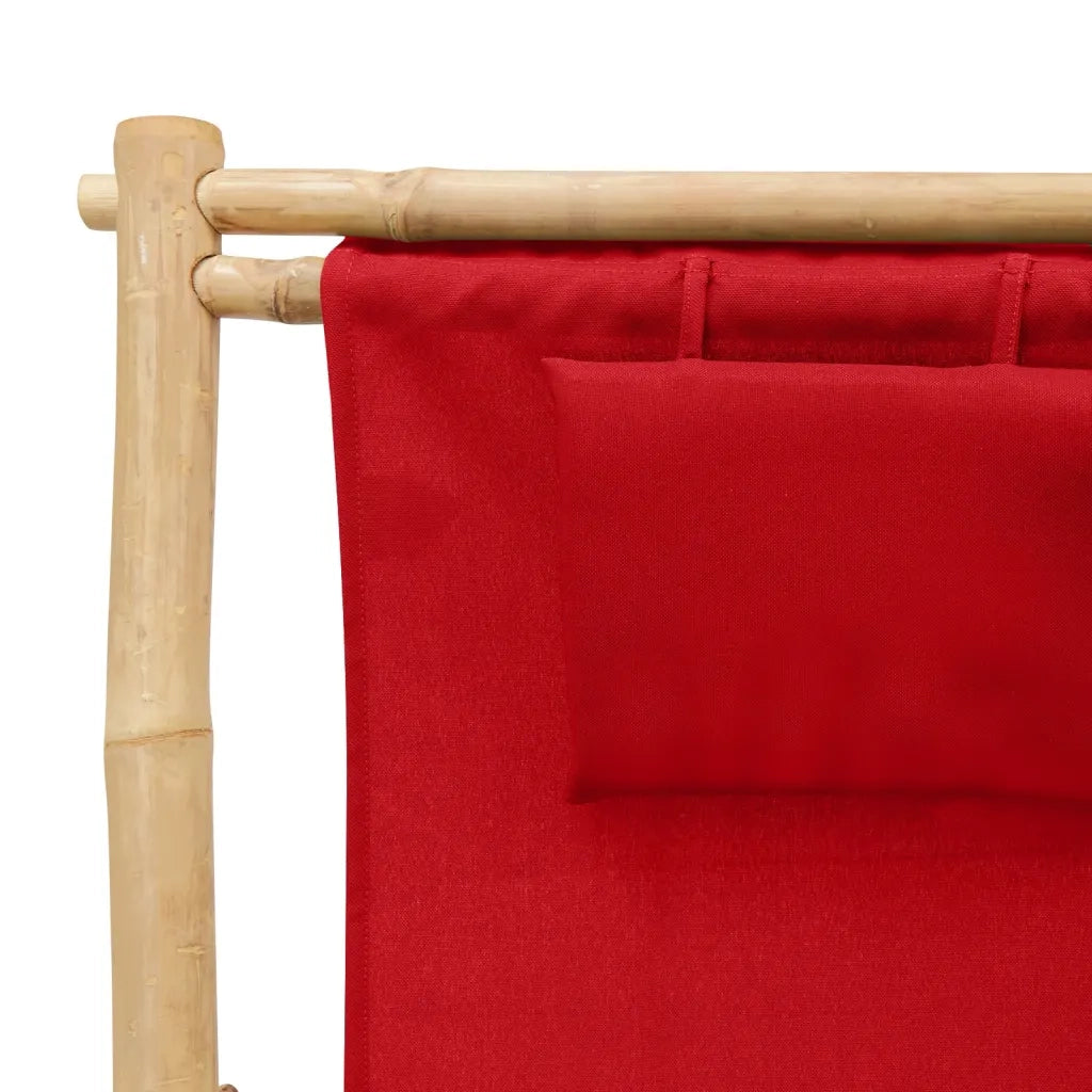 Sedia a Sdraio in BambÃ¹ e Tela Rosso cod mxl 16974