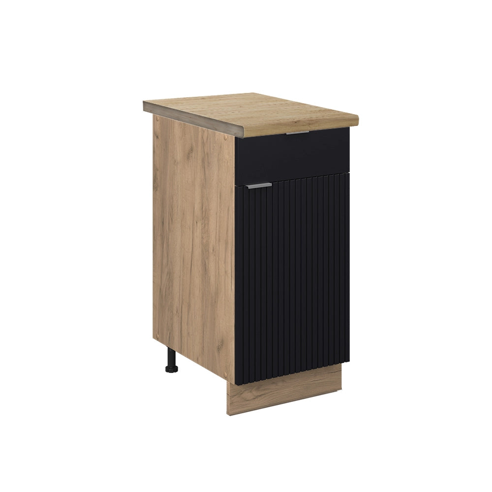 Vicco Mobiletto base per cucina Nero a righe 40 cm , PL Rovere