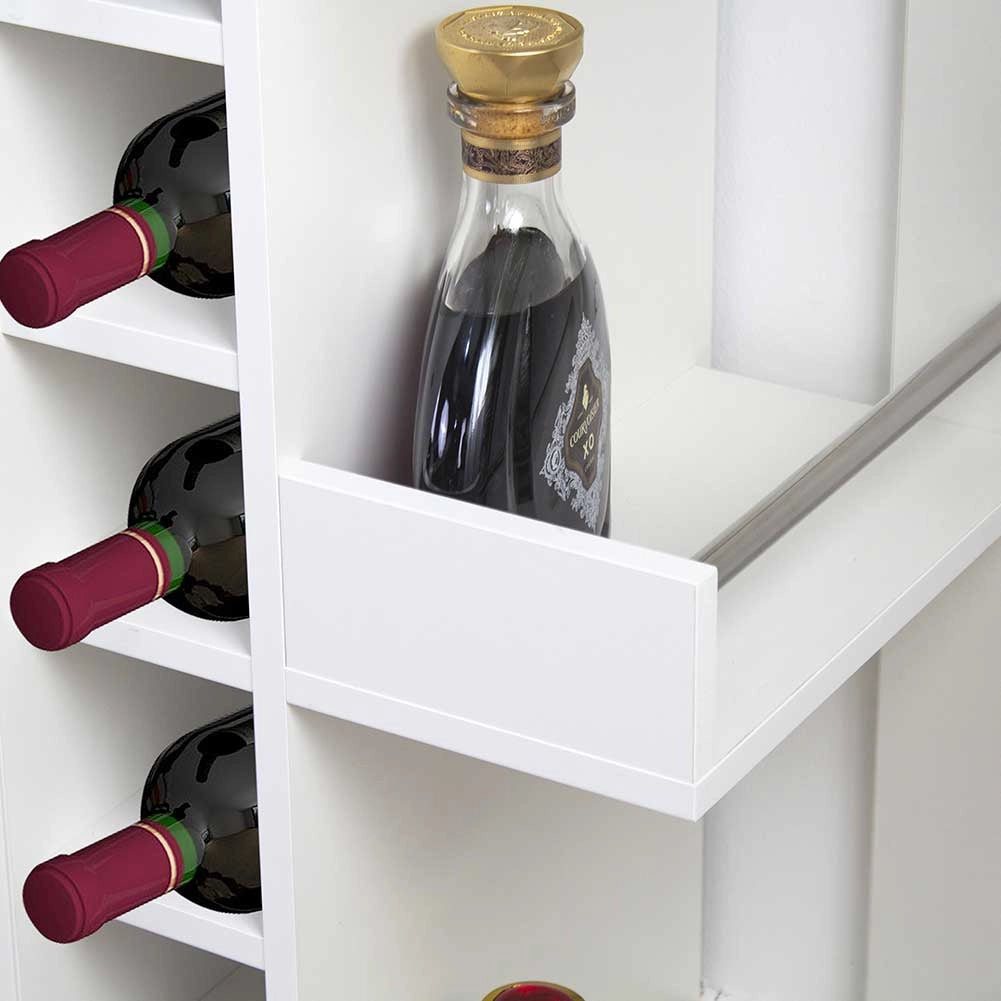 Mobile Bar Cantinetta Bottiglie Vino Legno Cantina 6 Posti Porta Calici Bianco