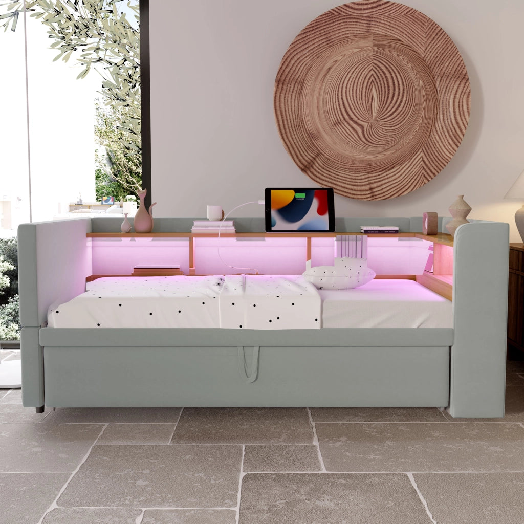 Letto divano estraibile flanella 90/180x190 cm