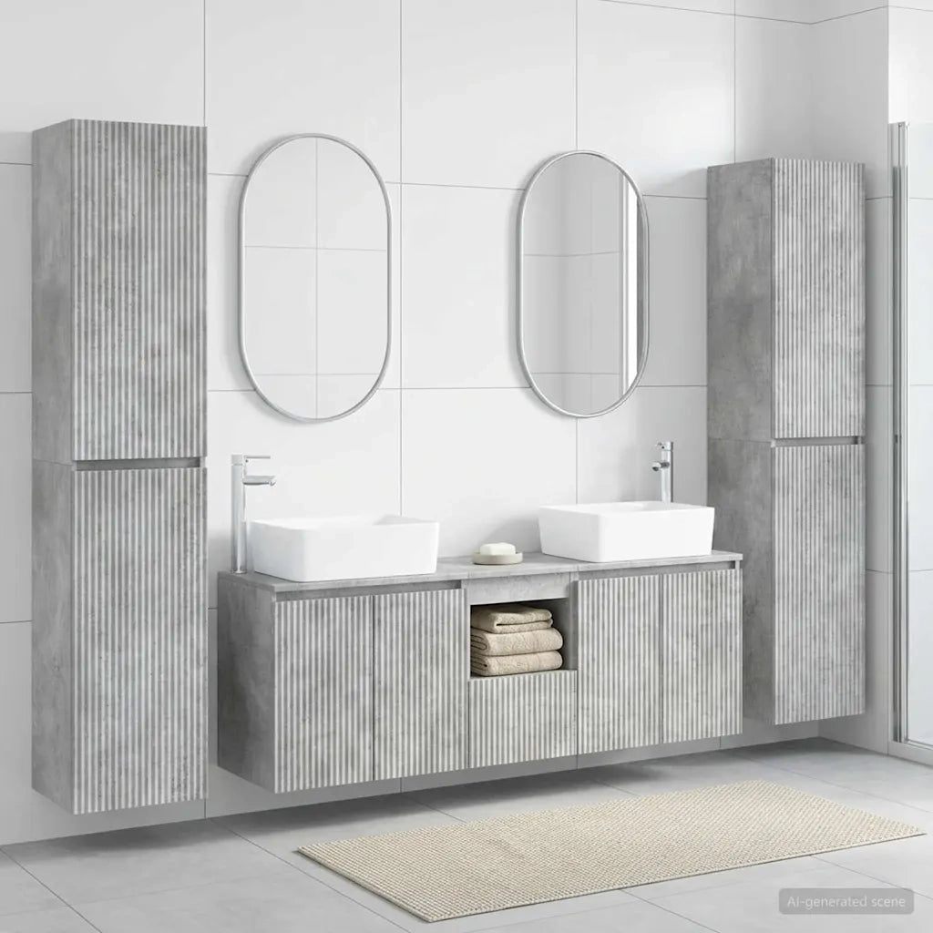 Set di mobili per il bagno 5 pz Grigio Cemento 3406036