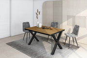 Tavolo da Pranzo, 140x90x74 cm, Per 6 persone, Tavolo Cucina, Rovere e nero