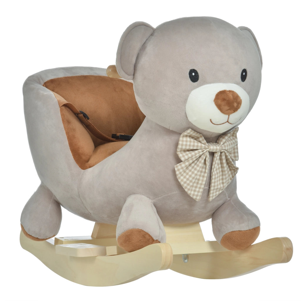 Cavallo a Dondolo a Forma di Orso con Suoni ¨C zephmum ¨C Grigio 60x33x50cm
