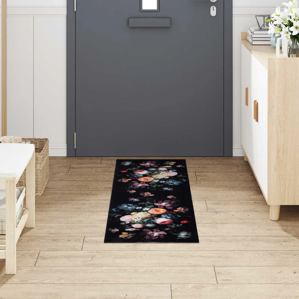 Tappeto da Cucina Nero 150 x 45 cm Velluto 42013426