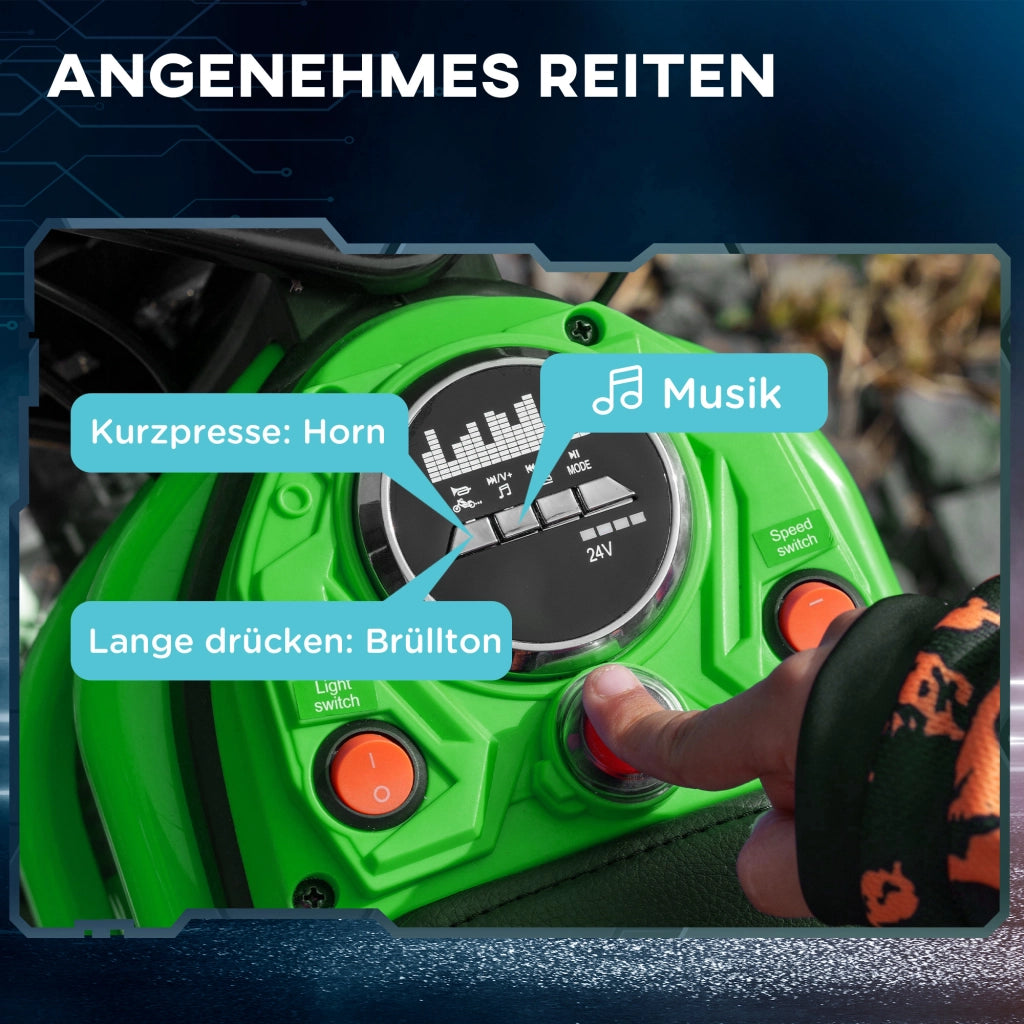 Moto elettrica per bambini 24V ¨C Xylo ¨C verde con musica e luci