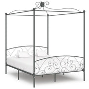Letto a Baldacchino Grigio in Metallo 180x200 cm