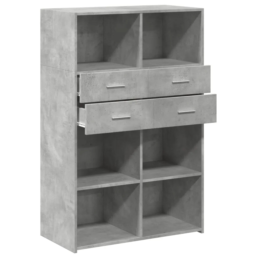 Credenza-Buffet-Armadio da cucina Grigio Cemento 80x42,5x124 cm in Legno Multistrato
