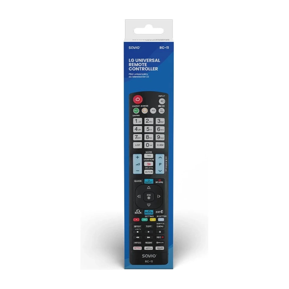 Savio RC-11 telecomando wireless a raggi infrarossi per TV con pulsanti premuti