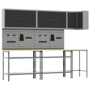 Set di mobili da lavoro con lo scaffale 10 pcs Nero e Grigio 3321514
