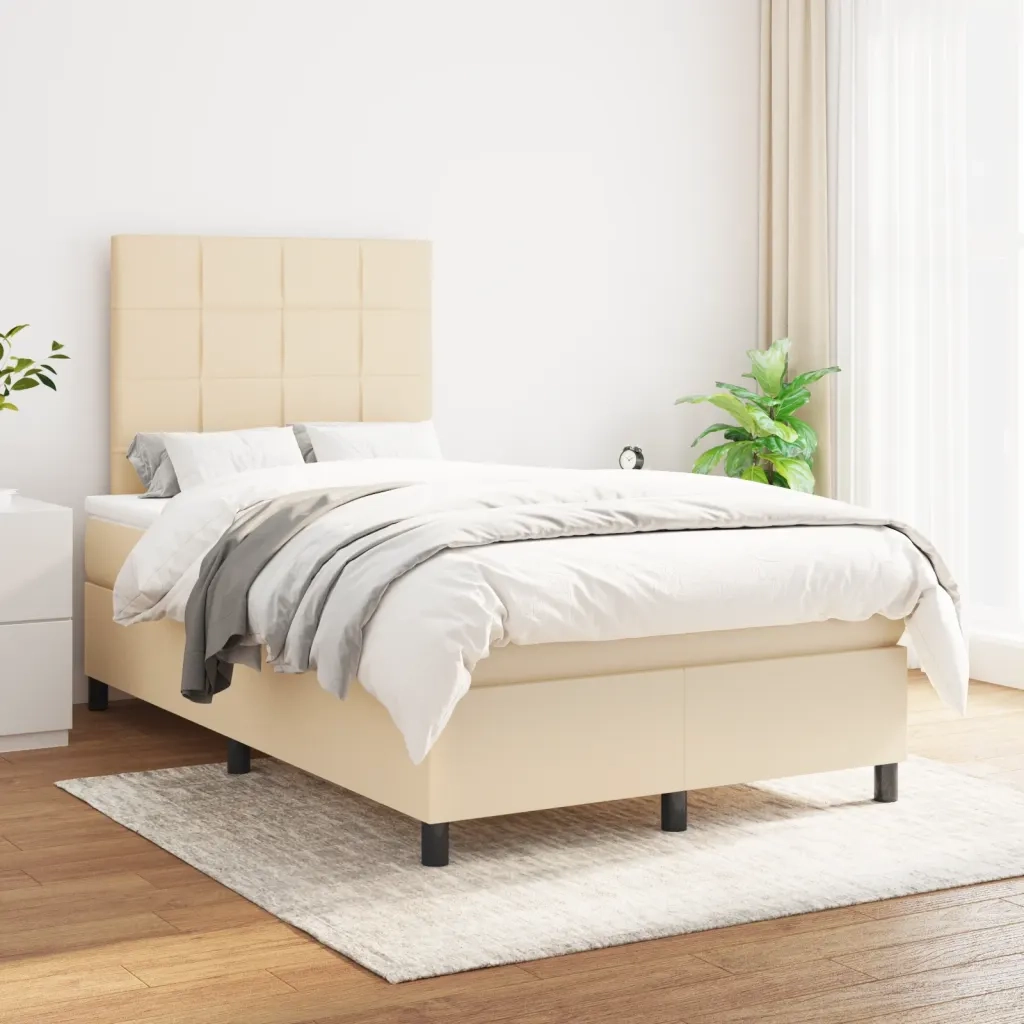 Giroletto a Molle con Materasso Crema 120x200 cm in Tessuto cod mxl 59264
