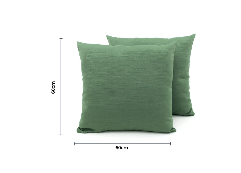 Coppia Cuscini Arredo Imbottiti Tessuto Ottoman In Tinta Unita Colore Verde 07 - 60x60 - Verde 07