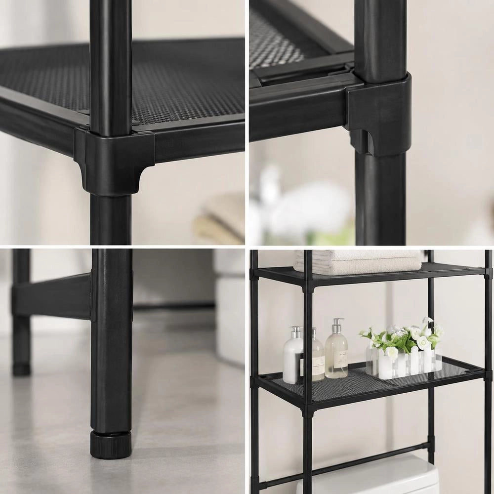 Toilet Shelf 3 Shelves Black 53x28x169 Cm