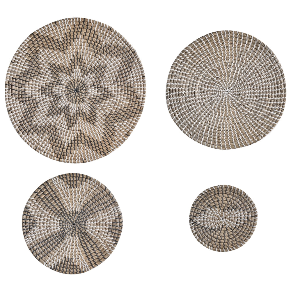 Set di 4 decorazioni da parete in alghe naturali in alghe marine fatte a mano in stile africano