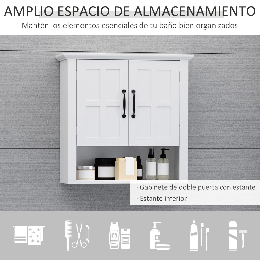 Armadio da bagno con 2 ante e ripiano aperto ¨C zephmum ¨C bianco 60x19,8x58 cm