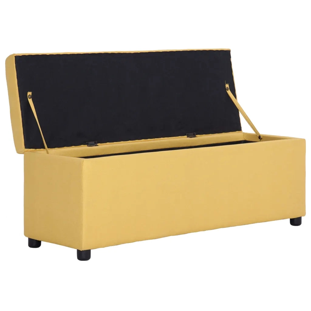 Panca con Vano Portaoggetti-Panca con Contenitore-Sgabello 116 cm Gialla in Poliestere