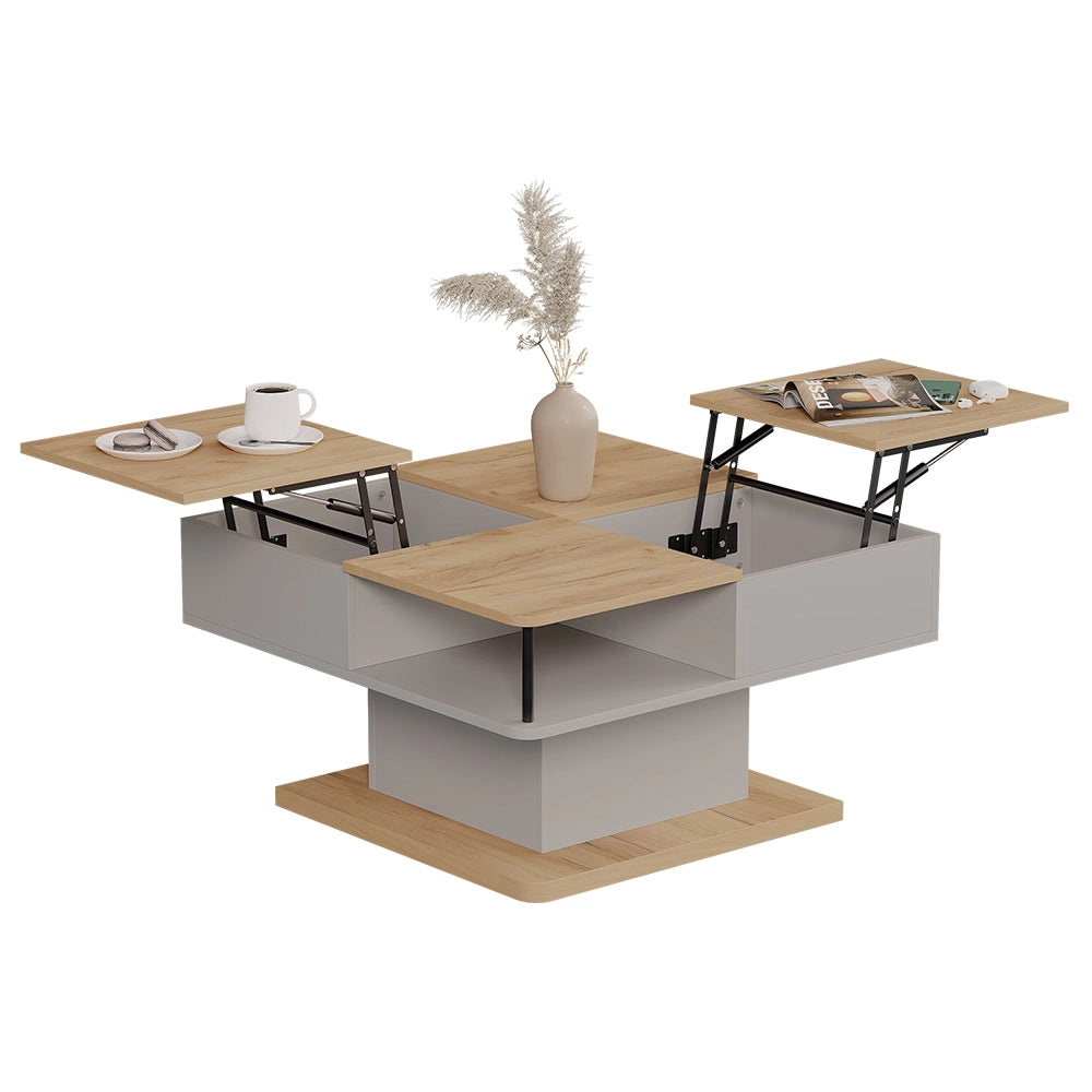 Vicco tavolino soggiorno Beige 80 x 45 cm con vani portaoggetti
