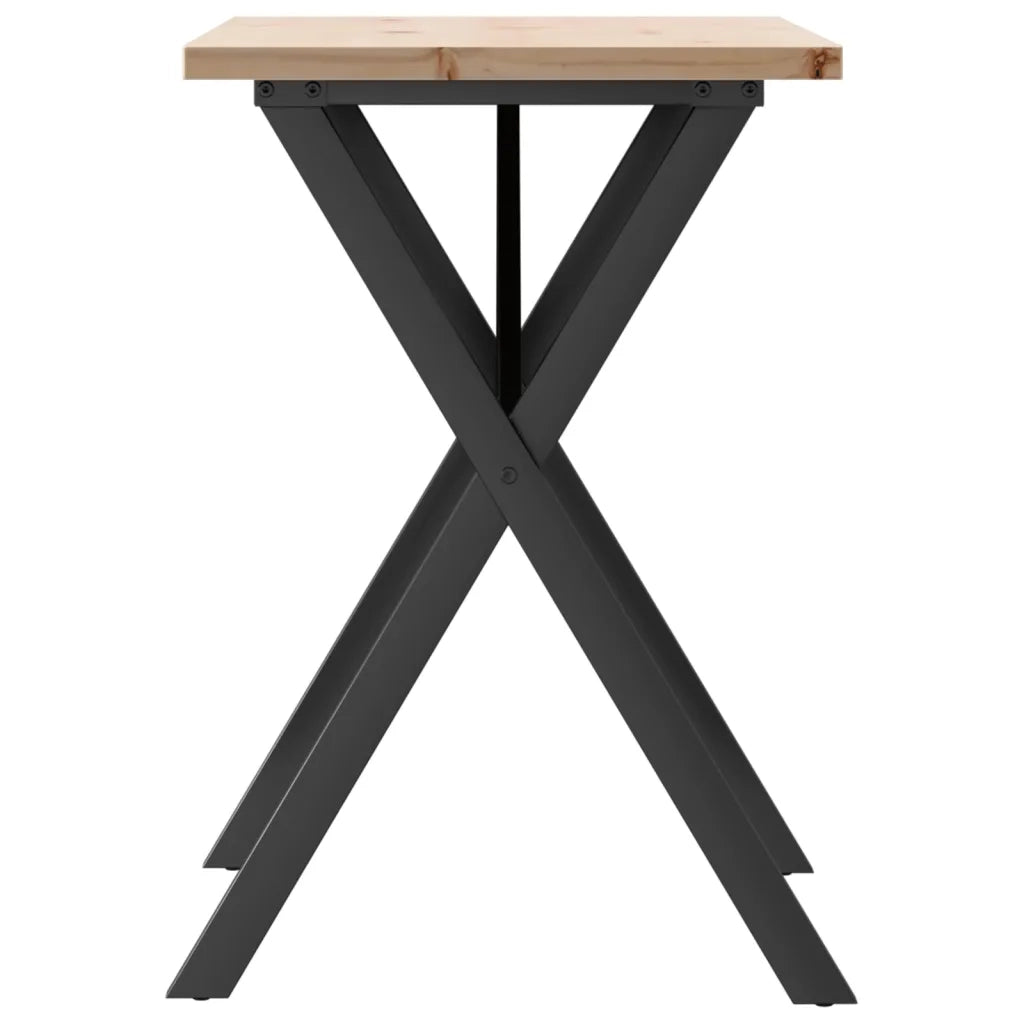 Tavolo da Pranzo Telaio a X 80x50x75,5 cm Legno Pino e Acciaio