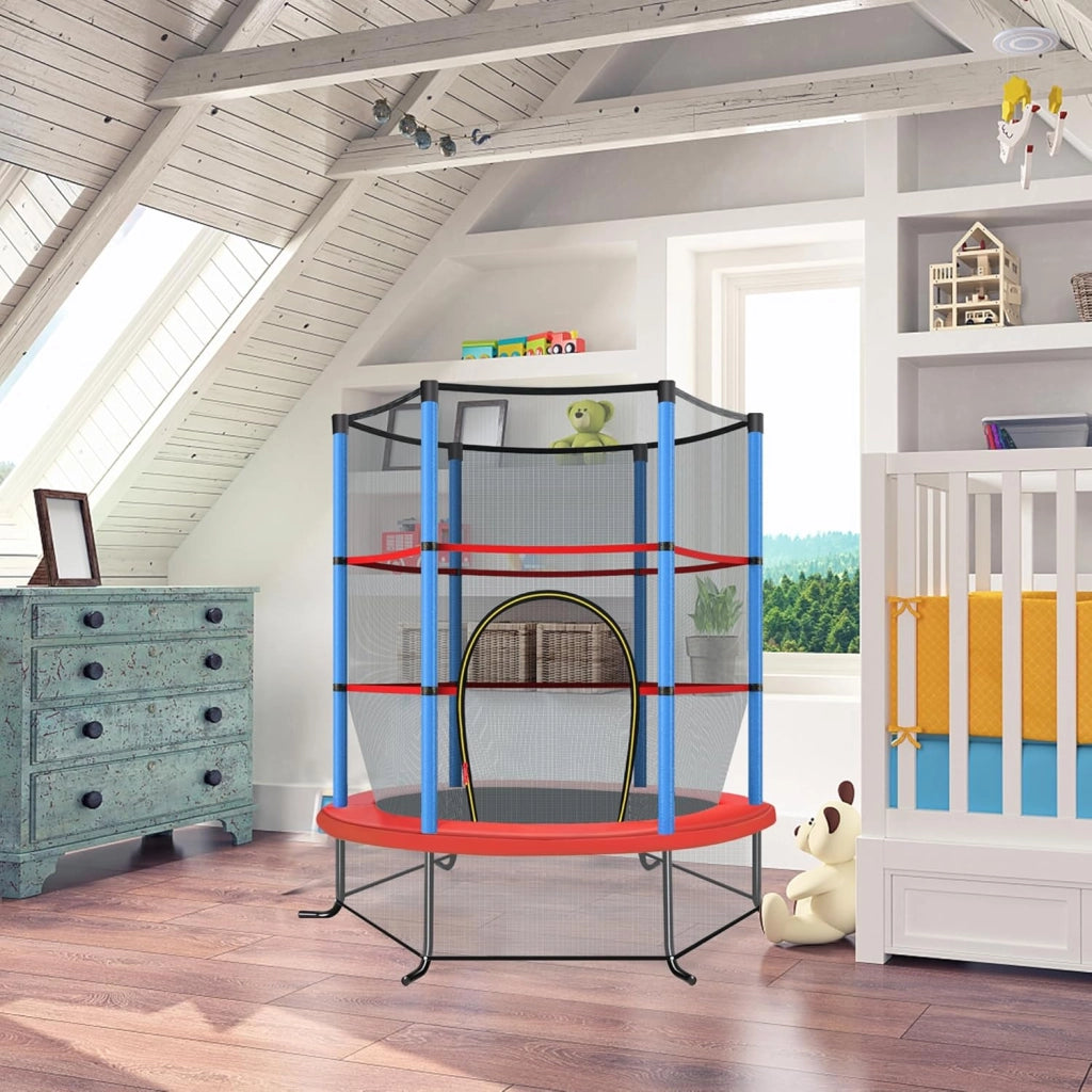 Trampolino per Bambini 3-6 Anni, Tappeto Elastico Bambini con Rete di Sicurezza e Chiusura a Cerniera, Saltarello da Esterno in Acciaio Zincato, Portato 135 kg, 165x165x161 cm