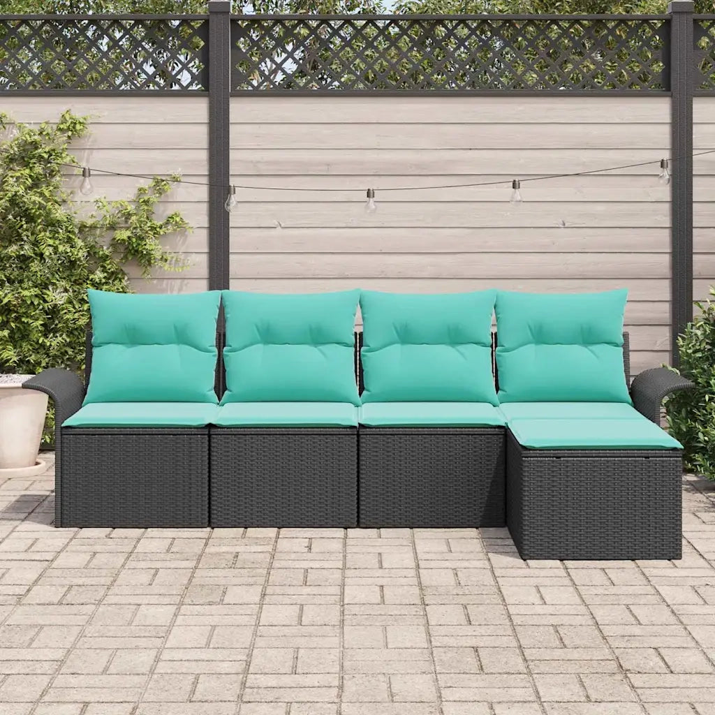 Set Divano da Giardino con archiviazione 5 pcs Nero polyrattan 3353995
