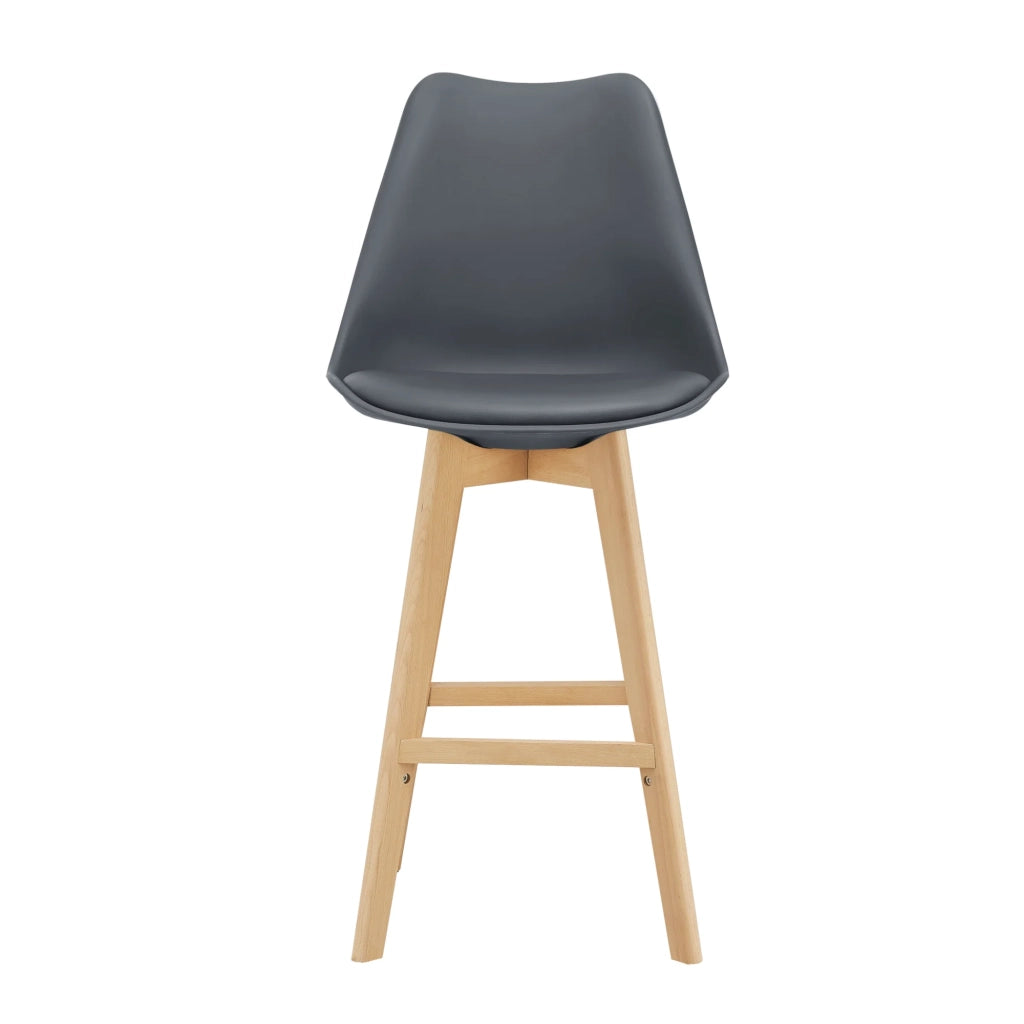 Set di 4 sgabelli da bar in plastica sintetica finitura faggio 105 x 48 x 58 cm grigio 03_0008718