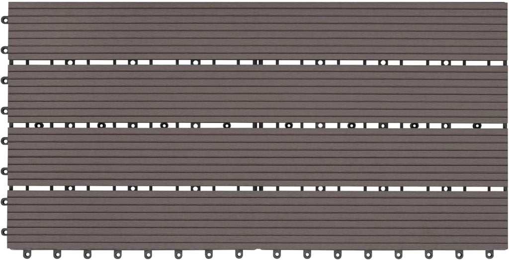 GTF005co Piastrelle per Pavimenti da Esterno Mattonelle Pavimentazione ad Incastro Click-Deck in Legno Composito, con 6 Pannelli da 30x60 cm Caffè