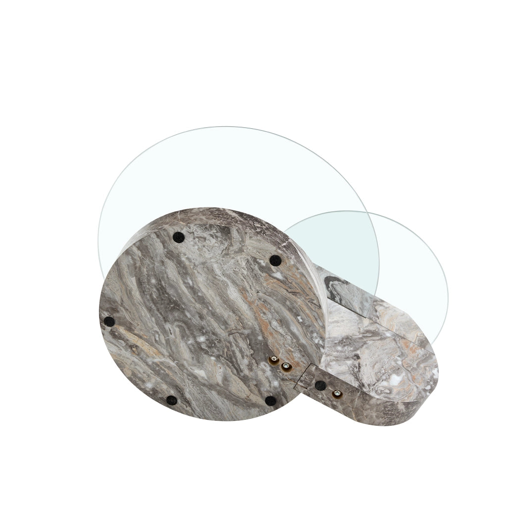 TAVOLINO DA SALOTTO 78,5x78,5x24,5 cm in vetro e MDF Grigio/Trasparente