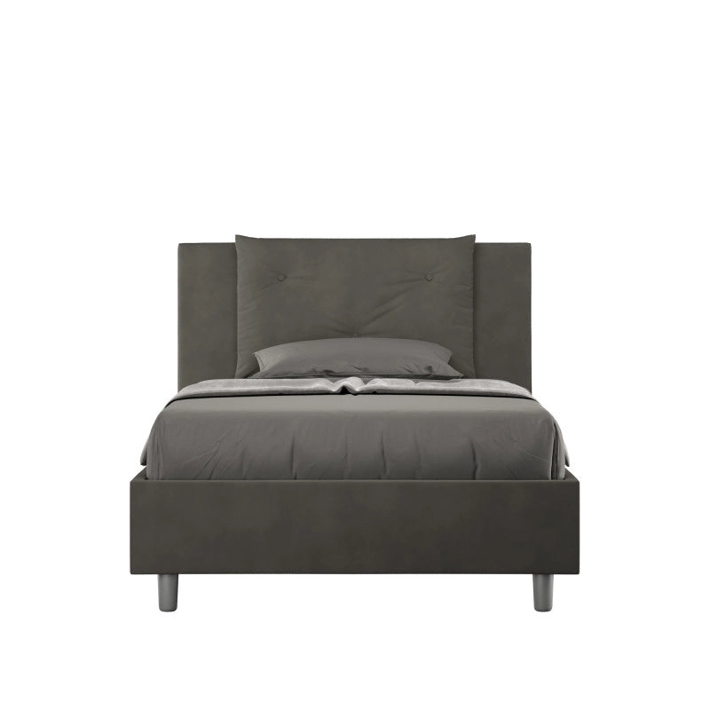 Letto imbottito Piazza e mezzo 110x210 cm Appia - Senza rete,Microfibra,Grigio