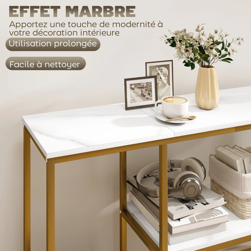 Tavolo console 3 livelli ¨C zephmum ¨C bianco dorato 120 cm