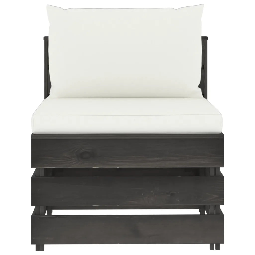 Divano Centrale Modulare con Cuscini in Legno Impregnato Grigio 3068122