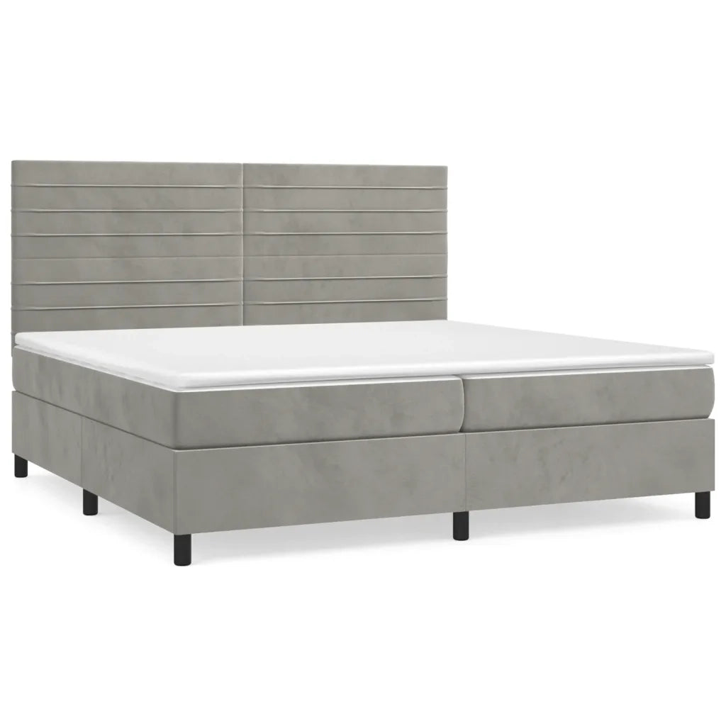 Giroletto a Molle con Materasso Grigio Chiaro 200x200cm Velluto 3143103