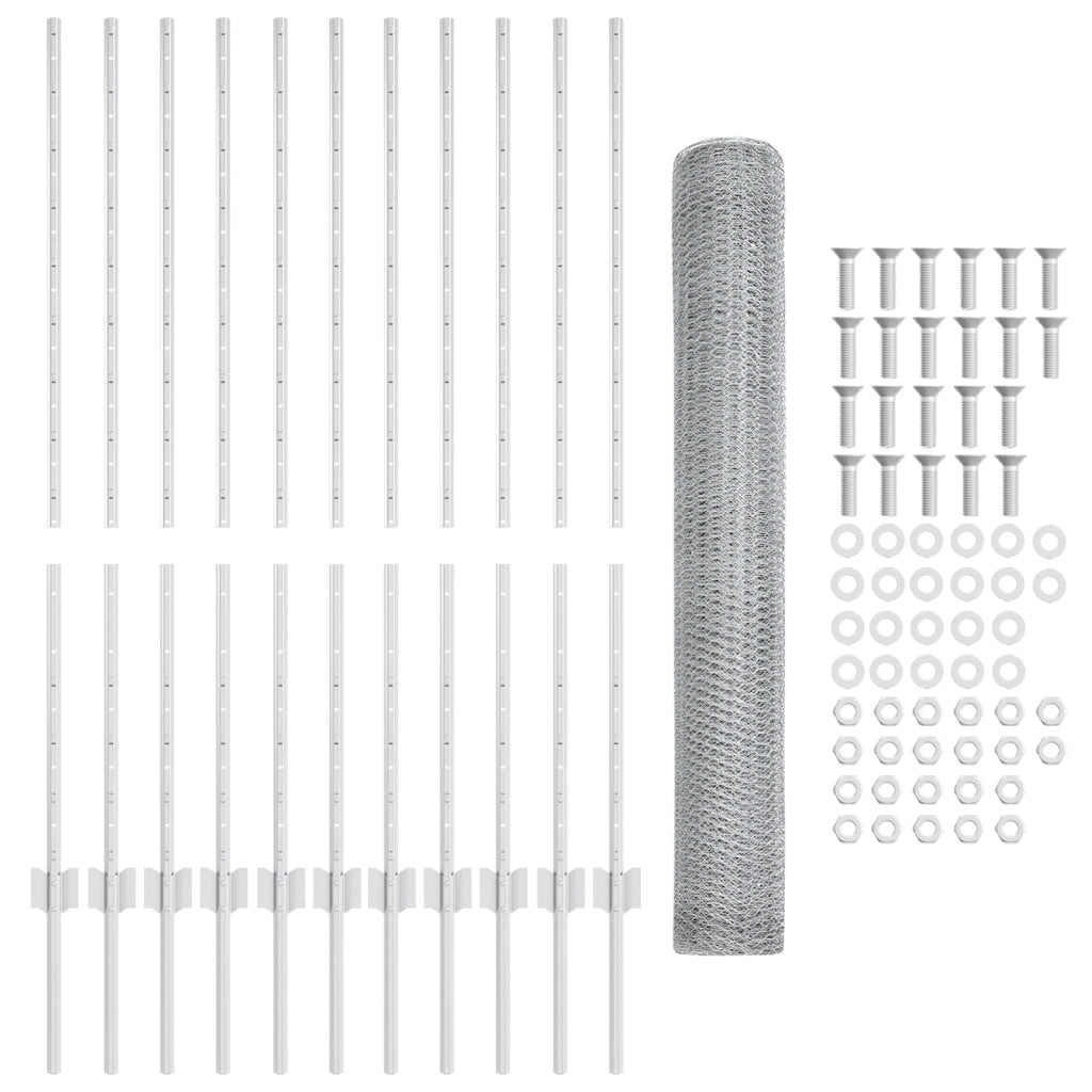 Set di Recinzione da Giardino Set di 2 Acciaio zincato 25 x 1.2 m