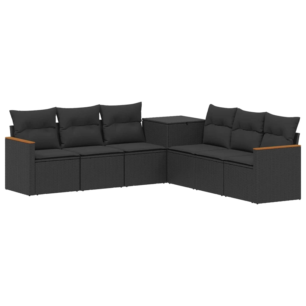 Set di divani 7 pcs Nero Rattan sintetico e Acciaio 3448854
