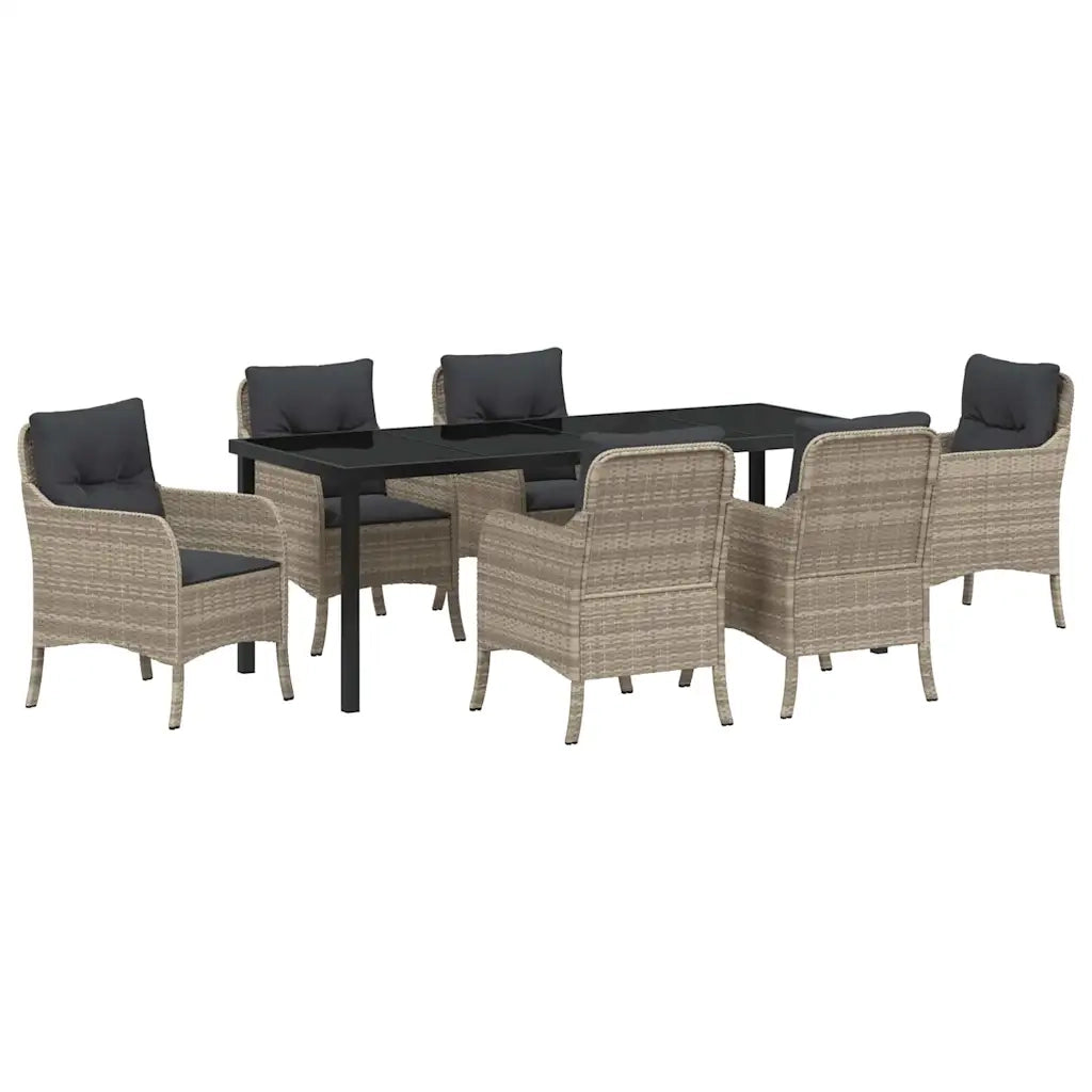 Set da Pranzo per Giardino 7 pcs Grigio chiaro polyrattan 3380188