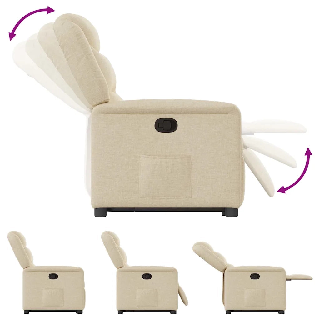 Poltrona | Sedia Relax Alzapersona Reclinabile Crema in Tessuto
