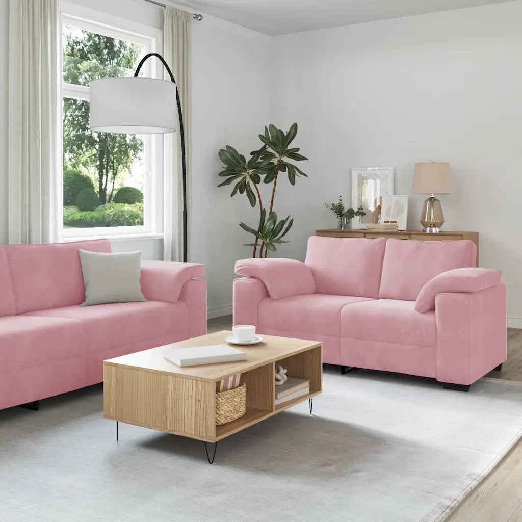 Set di Divani 3 pz con Cuscini rosa in Velluto 3324670