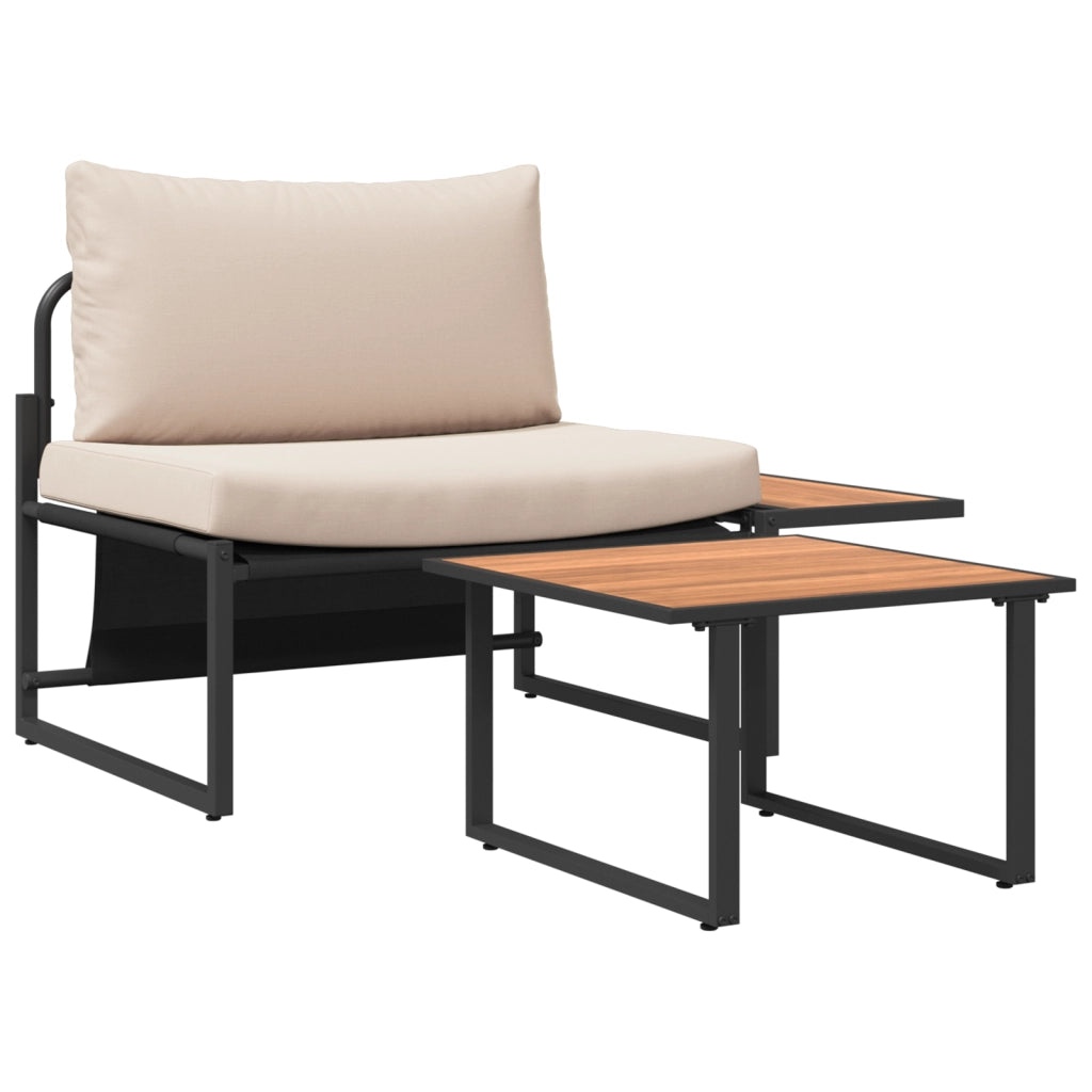Set Divano da Giardino 2 Pezzi Singolo con Cuscini Tortora