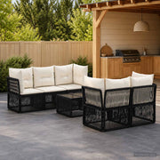 Set Divano da Giardino 6 pz Nero polyrattan 3434134