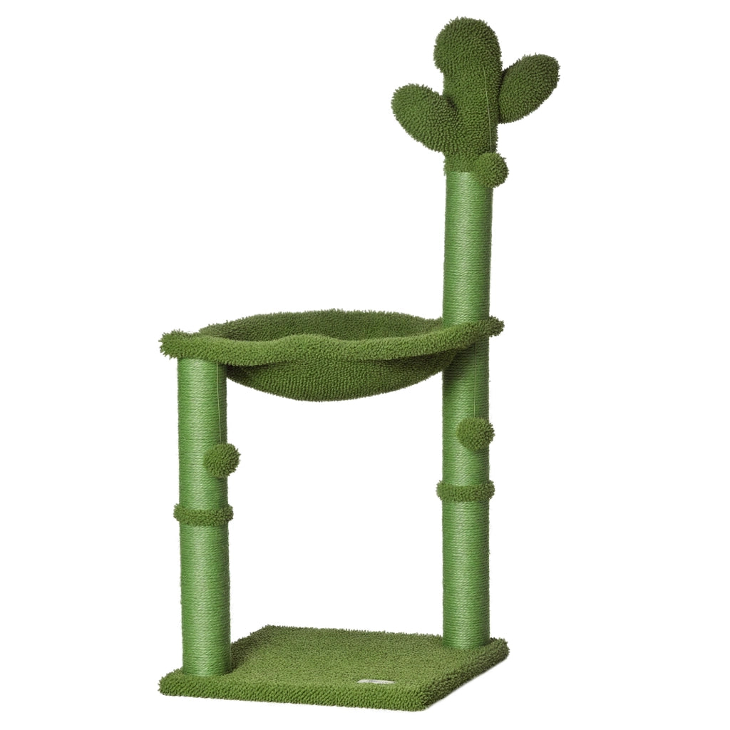 Tiragraffi Albero Cactus con Palline e Amaca per Gatti ¨C zephmum ¨C Verde 40x40x96cm