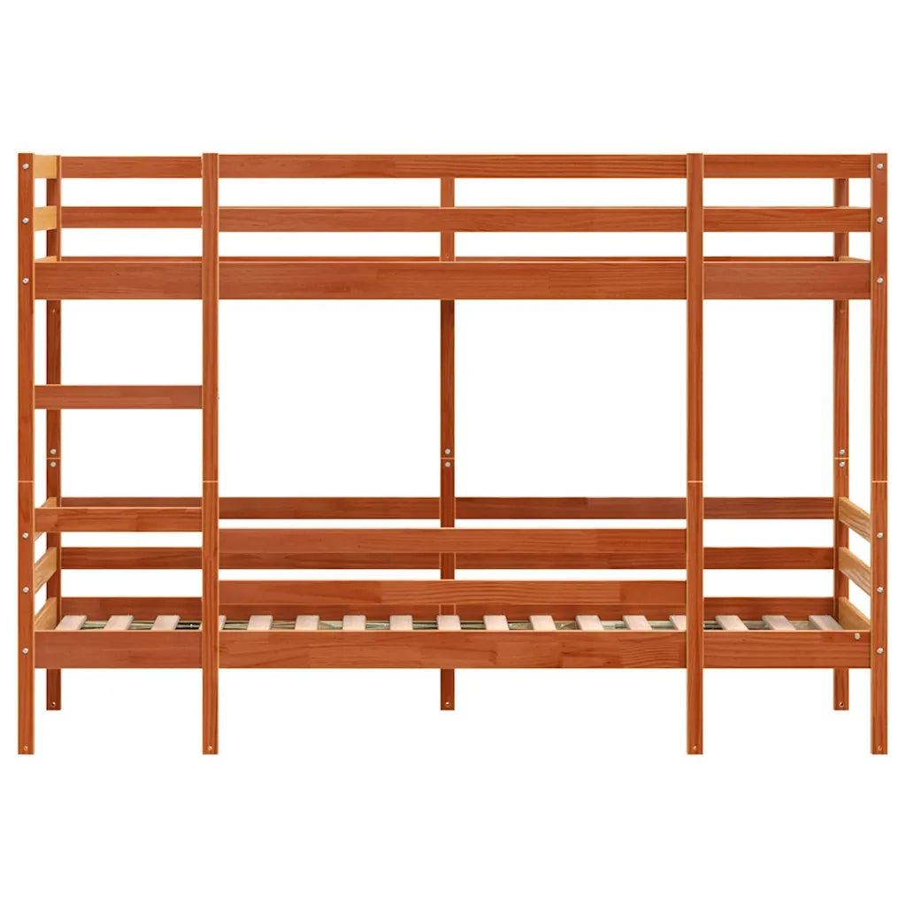 Letto a Castello Marrone Cera 75x190 cm in Legno di Pino
