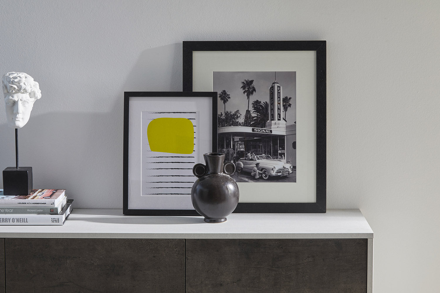 Madia 3 Ante 177x74x41 cm Ossido Bianco/Ossido Nero