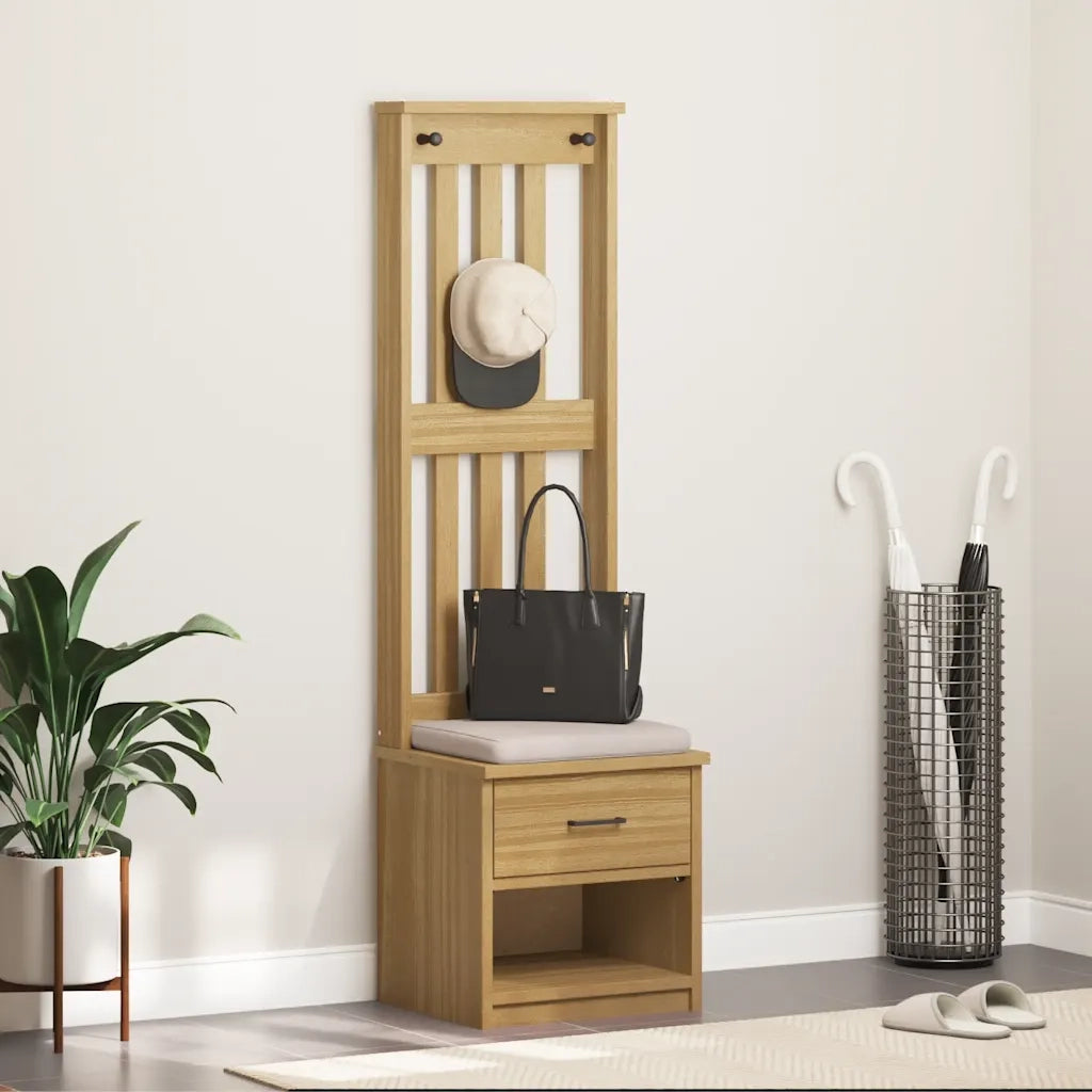 Albero da Ingresso SANDNES 45x40x159,5 cm in Legno di Pino 4010482