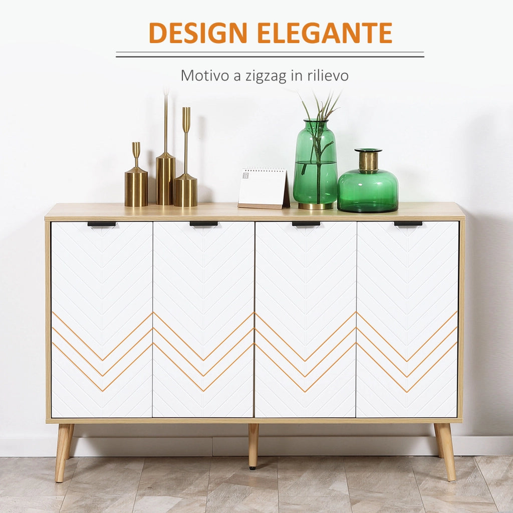 Armadio Contenitore con Ripiani Regolabili ¨C zephmum ¨C Legno di Pino, Bianco e Legno, 120x35x77.4 cm